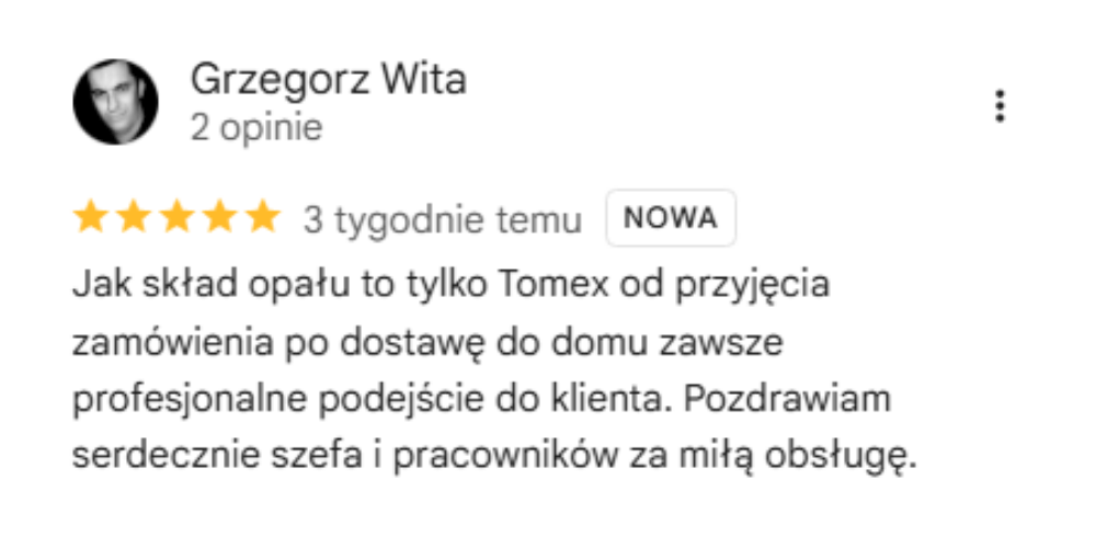 Opinia Google Tomex