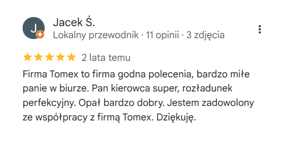 Opinia Google Tomex