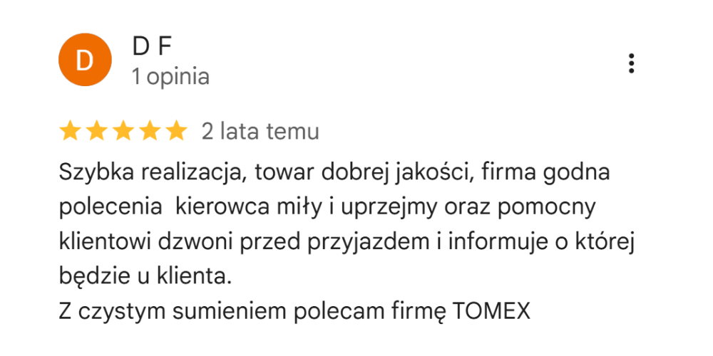 Opinia Google Tomex